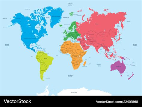 continents world  political map royalty  vector image