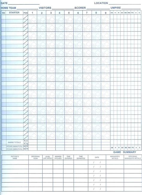printable softball score sheets