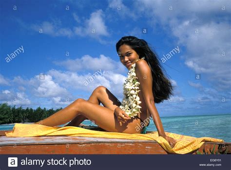 Portrait Of Polynesian Woman Tahiti French Polynesia