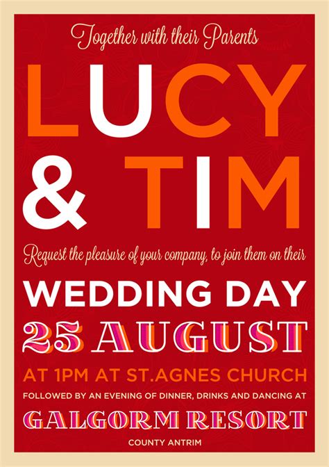 festival poster style wedding invitation wedfest