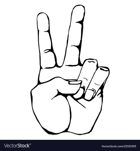 finger peace sign outline bmp