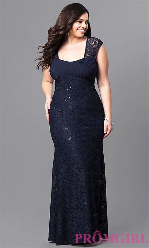 navy blue long lace empire waist prom dress evening dresses  size full figure dress