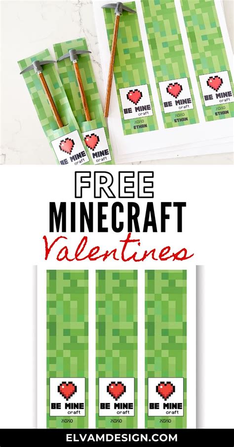 minecraft valentines day printable   craft pair