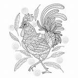Premium Rooster Zentangle Drawn Illustration Vector Hand Style sketch template