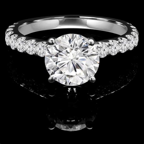 cut diamond multi stone  prong engagement ring