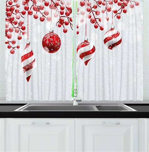 christmas curtains  panels set traditional design icons holly berry