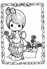 Precious Moments Coloring Girl Pages Flower Fall Scarecrow Print Large Template sketch template