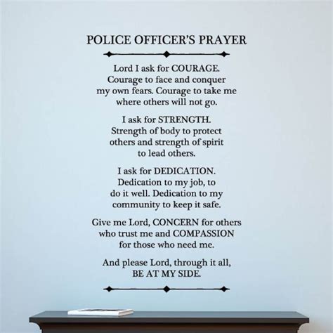 police officer prayer wall quote decal inspirational etsy
