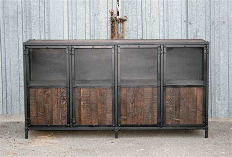 reclaimed wood display case retail fixture combine  industrial