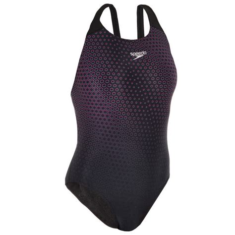 speedo sportbadpak voor zwemmen dames powerback zwartroze decathlonnl