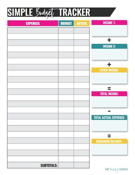 simple monthly budget template digital  monthly budget