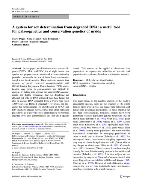 Pdf A System For Sex Determination From Degraded Dna A Useful Tool