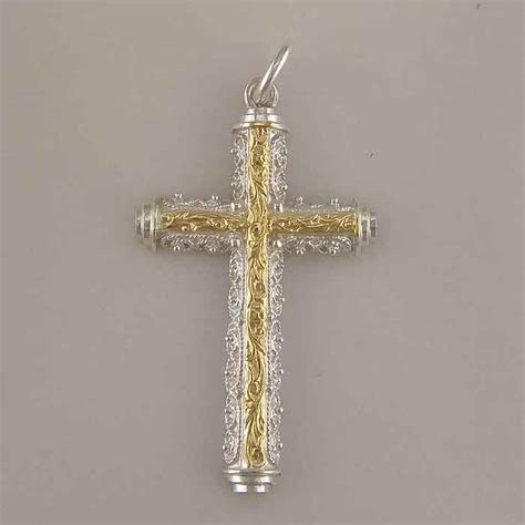 byzantine orthodox filigree cross gold plated silver