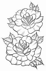 Coloring Flower Drawings Drawing Rose Roses Pages Simple Outline Embroidery Traditional Flickr Patterns sketch template