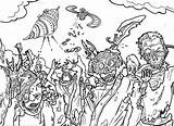 Zombie Personnages Colorier Farm sketch template