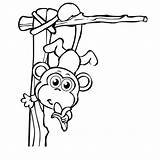 Monkey Coloring Pages Colouring Baby Hanging Kids Template Cute Jungle Printables Printable Drawing Sheets Books Colour Swinging Color Print Theme sketch template