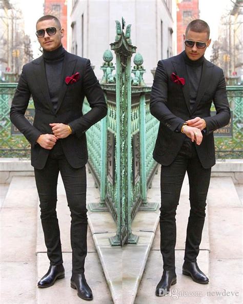 Classy Black Mens Suit Two Pieces Custom Made Wedding