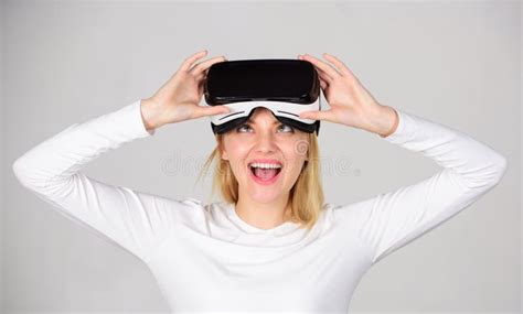 Woman With Virtual Reality Headset Beautiful Woman Wearing Virtual