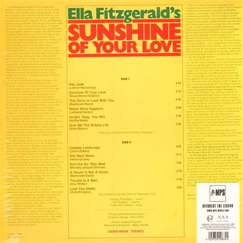 Ella Fitzgerald Sunshine Of Your Love Lp 180 Gram Vinyl