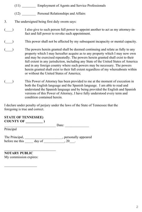 tennessee general power  attorney form   page