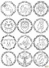 Zodiac Coloring Signs Pages Tribal Astrology Chinese Curvy Printable Color Sign Drawings Drawing Star Getcolorings Skip Main sketch template