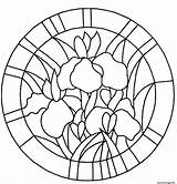 Vitraux Fleurs Colorier Fleur Coloriages Mandalas Vitrail Mosaic Moyen Imprimé Fois Décor sketch template