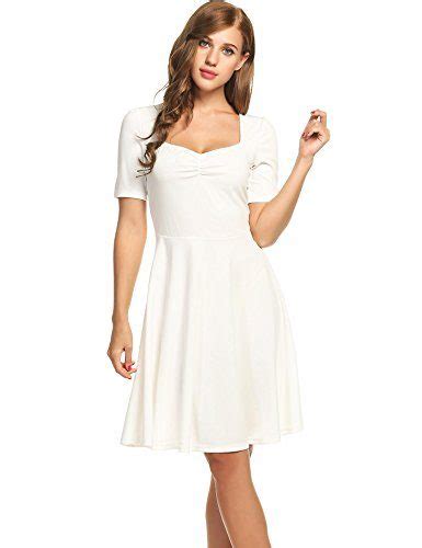 Women Short Sleeve Casual Pleated Skater Flared Midi Party Dress 5