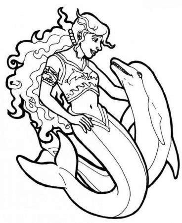 mermaid barbie swimming  dolphin coloring page bulk color