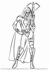 Huntress Draw Drawing Dc Comics Step Tutorials Characters sketch template