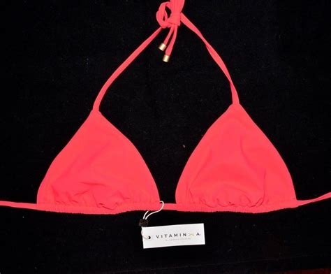 Vitamin A Gia Red Triangle Bikini Top Size 10 Large L New Swim Swimwear
