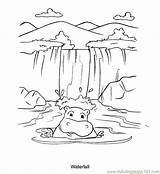 Waterfall Coloring Pages Drawing Nature Kids Printable Little Fall People Template Sheets Stream Book Sketch Victoria Drawings บ อร เล sketch template