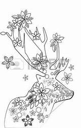 Tribal Coloring Caves Designlooter Monochrome Deer Elements Floral Illustration Vector Adult Book sketch template