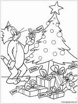 Jerry Tom Christmas Pages Coloring Color Printable Holidays sketch template