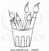 Pencils Paintbrushes sketch template