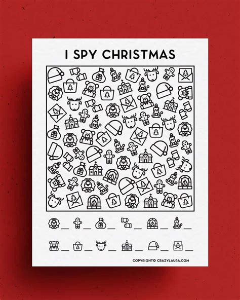 christmas  spy printable activity  kids crazy laura