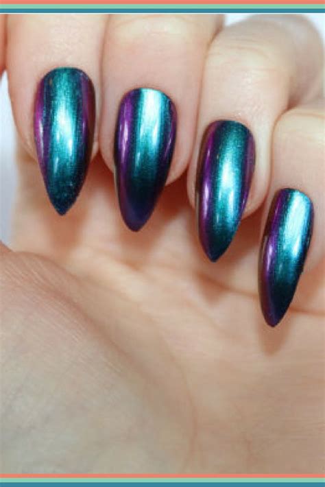I Love These Blue Chrome Nails Ombre Kind Of With The