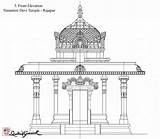 Elevation Mandir Indian Temples Pillar Hindu Sketch Devi Architektur Pooja Samadhi 출처 sketch template
