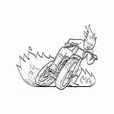 Flache Linie Weiß Kopf Feuerkugel Motorradfahrer Fahrer sketch template
