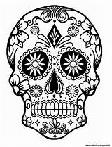 Coloring Calavera Skull Sugar Pages Simple Printable Color sketch template