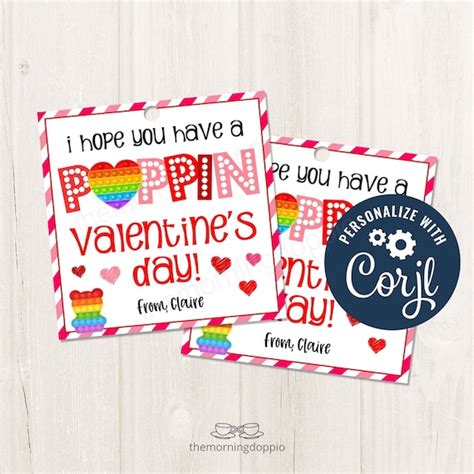 printableeditable valentines day pop  fidget gift etsy