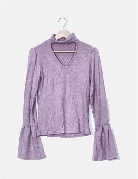 bershka jersey tricot lila  manga acampanada descuento  micolet