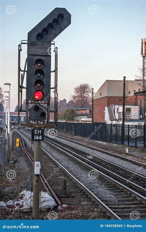 red danger signal  uk railway  editorial stock image image  rail exterior