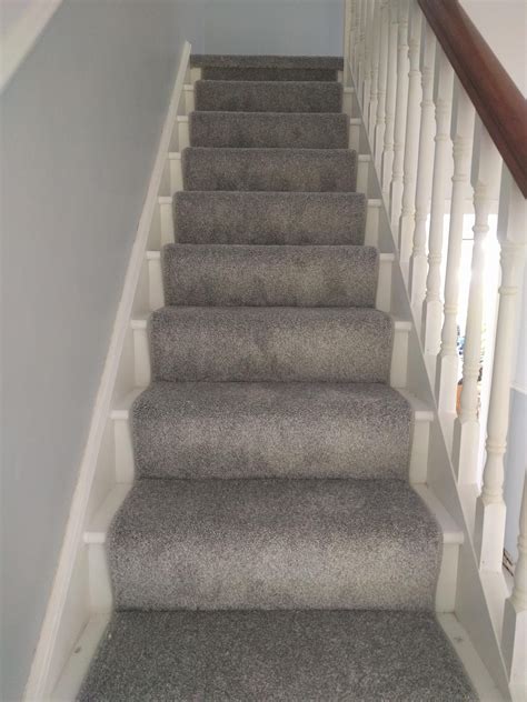 stairs  landing completed  carpet stairs runner  light grey carpet stairs grey