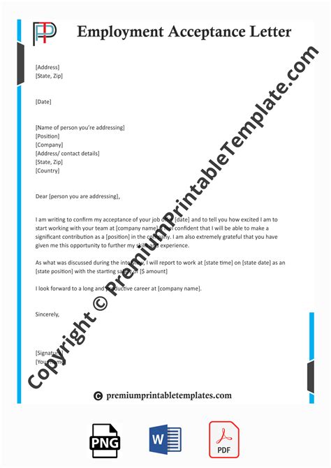 employment acceptance letter editable  pack