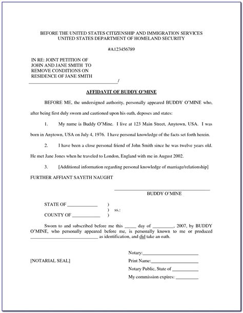 printable affidavit letter  immigration forms  templates  xxx