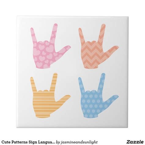 cute patterns sign language  love  signs decor ceramic tile