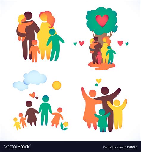 happy family icon multicolored  simple figures vector image