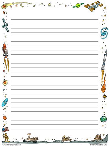 space writing paper template  tims printables