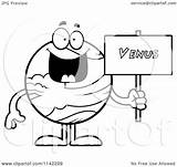 Venus Planet Coloring Clipart Holding Sign Cartoon Outlined Vector Thoman Cory Illustration Royalty sketch template