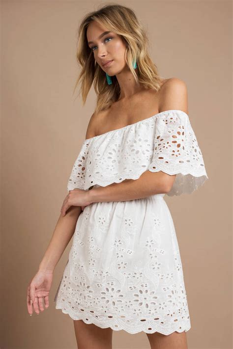Trendy White Casual Dress Off Shoulder Dress White